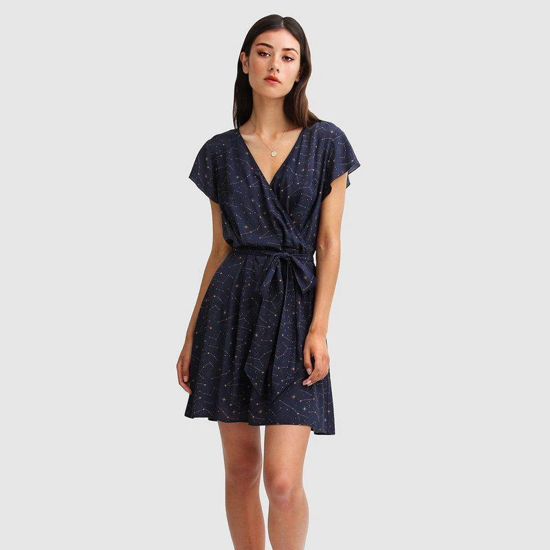 Belle & Bloom I'm The Star Wrap Dress Navy 1