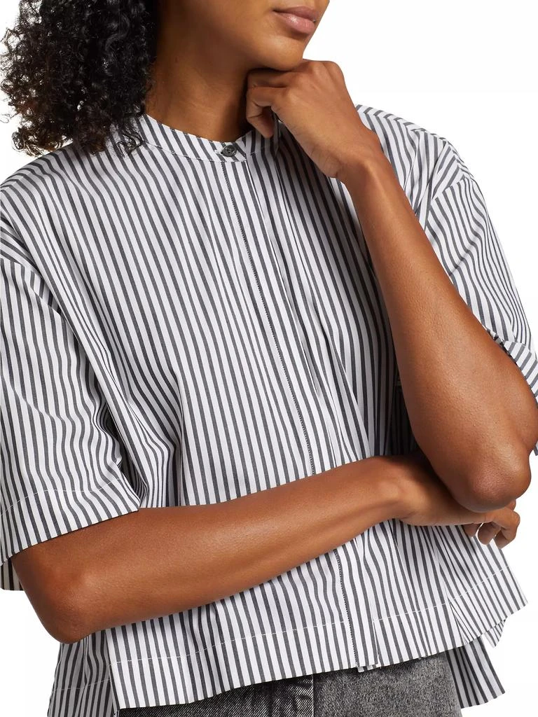 Rosetta Getty Poplin Striped Cropped Shirt 6