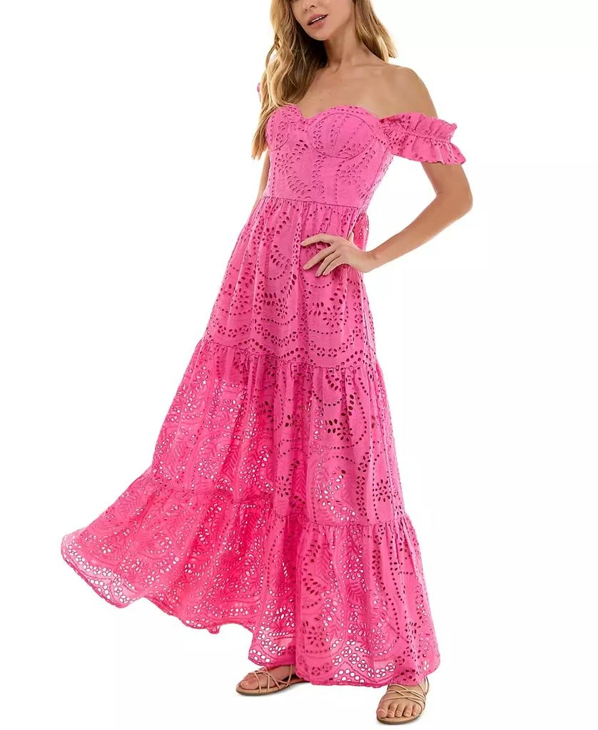 SENI & CADE Juniors' Off-The-Shoulder Eyelet Maxi Dress 3