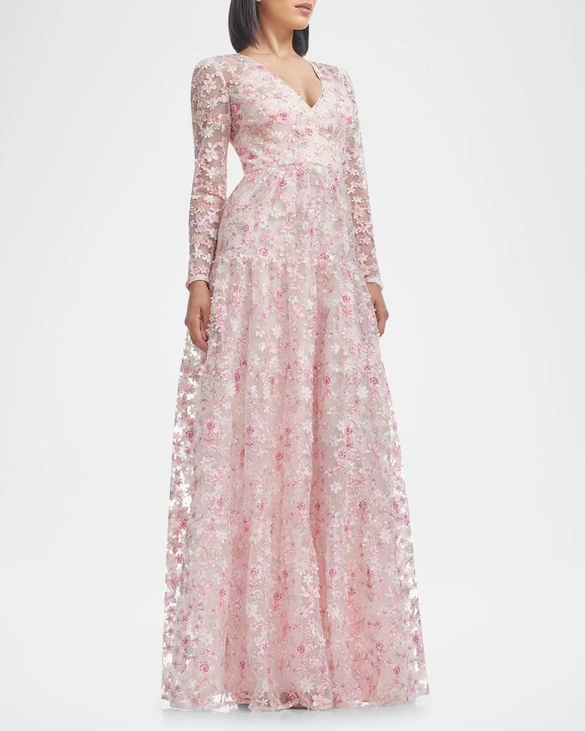 Dress the Population Black Label Angelina Beaded Floral Applique Gown 4