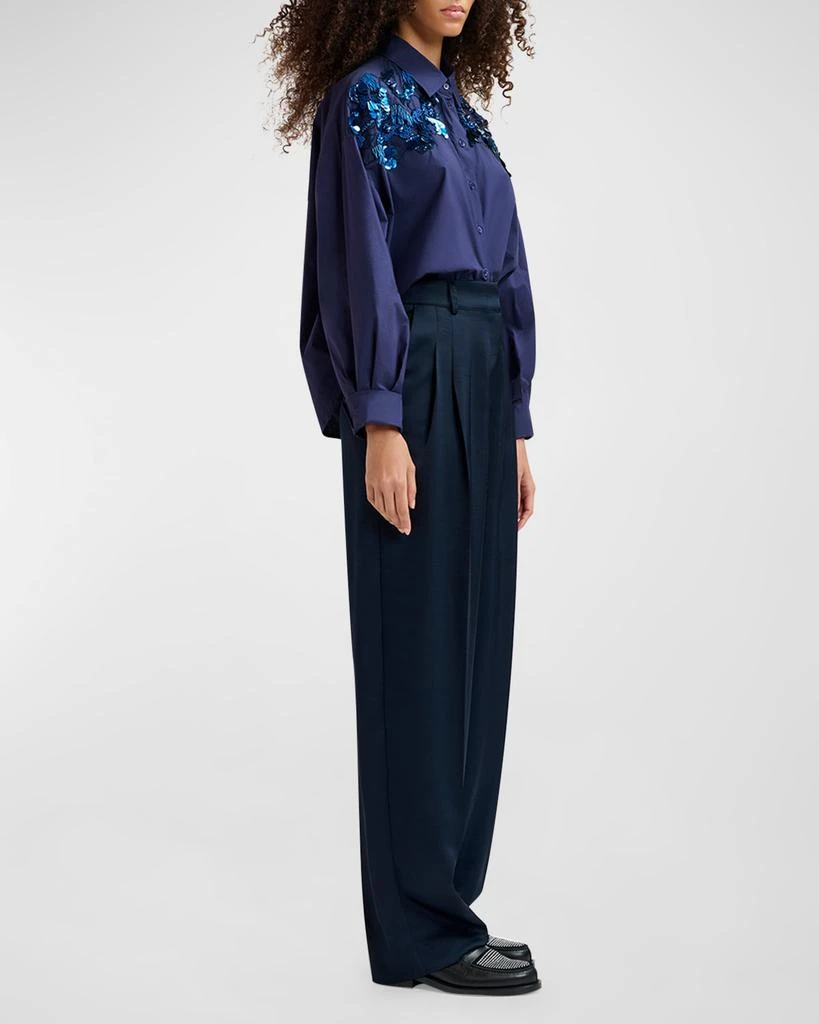 Essentiel Gdog Sequin and Bead Embroidered Cotton Poplin Shirt 6