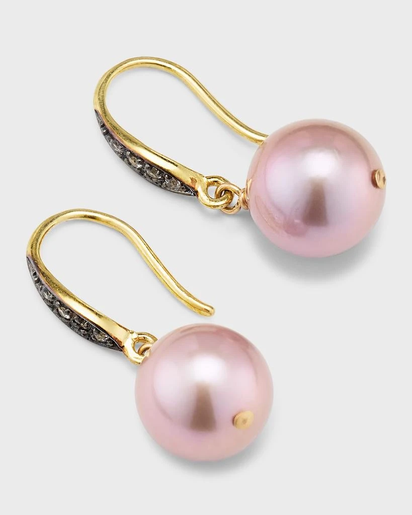Margo Morrison Pink Edison Freshwater Pearl Drop Earrings with White Sapphires 3