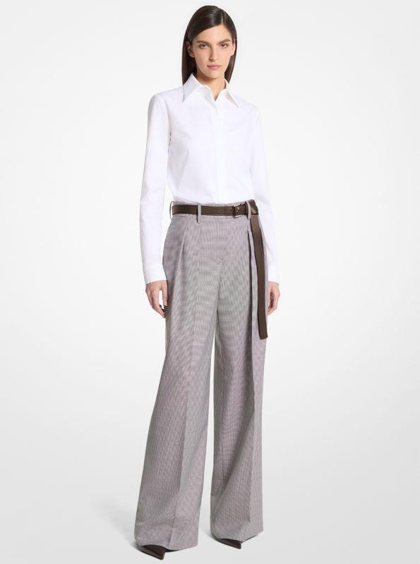 Michael Kors Dogtooth Stretch Wool Pleated Trousers