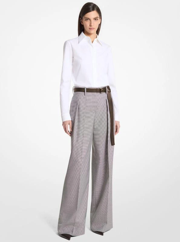 Michael Kors Dogtooth Stretch Wool Pleated Trousers 1