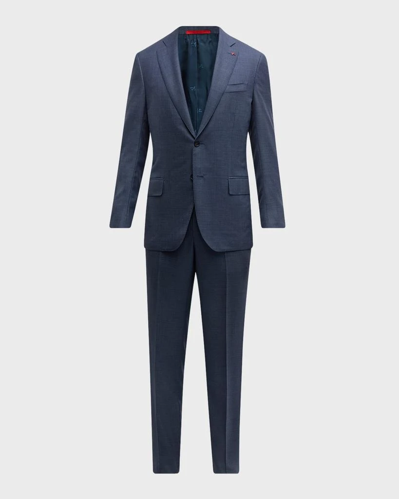 Isaia Men's Blue Birdseye Wool Suit 3