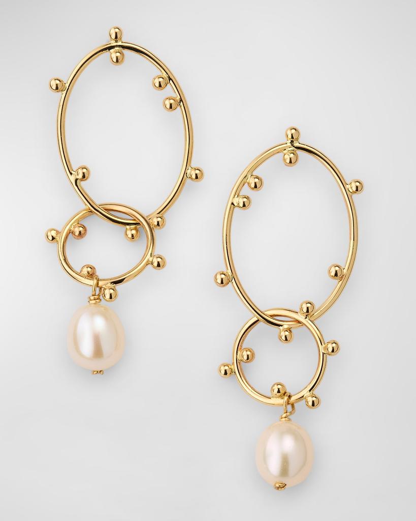 POPPY FINCH Scattered Bubble Hoop and Pearl Drop Earrings