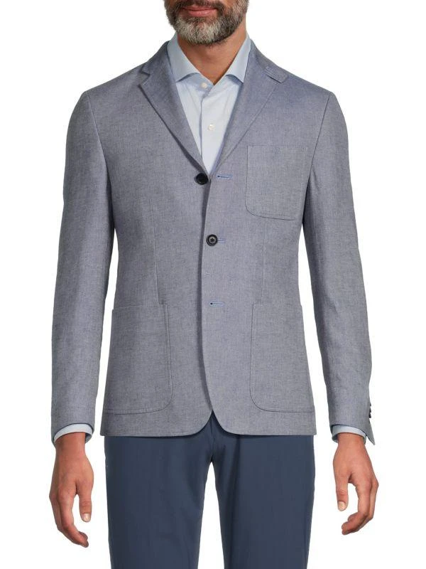 Kenneth Cole Solid Linen-Blend Two-Button Slim-Fit Sport Coat 1