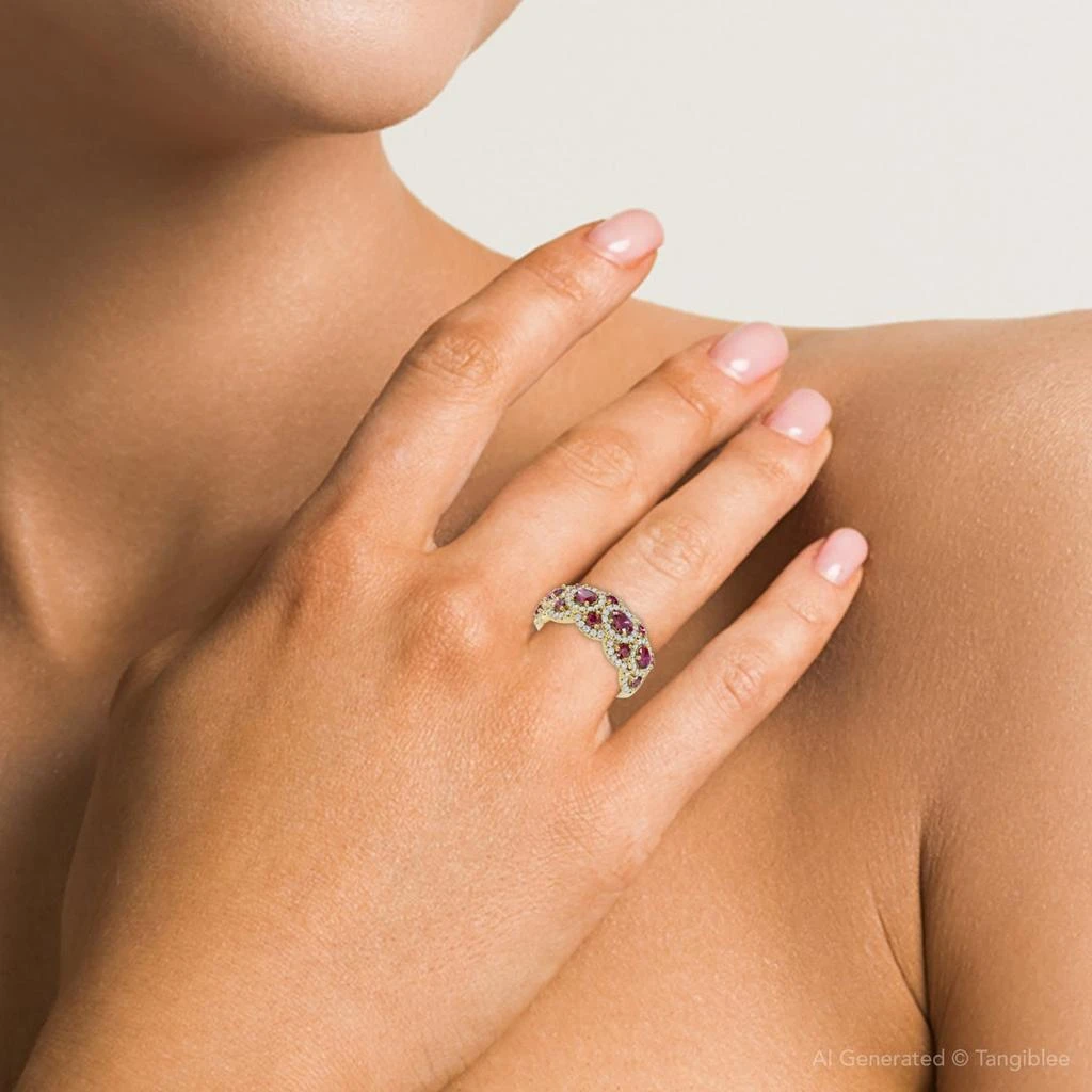 Pompeii3 1Ct Wavy Ruby 
Diamond Ring 14k Gold Lab Grown 3