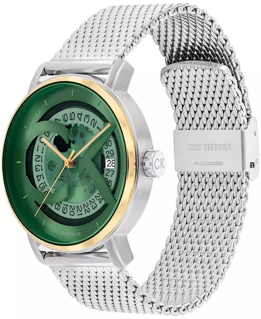 Calvin Klein Men's Iconic Automatic Silver Stainless Steel Mesh Watch 40mm 3