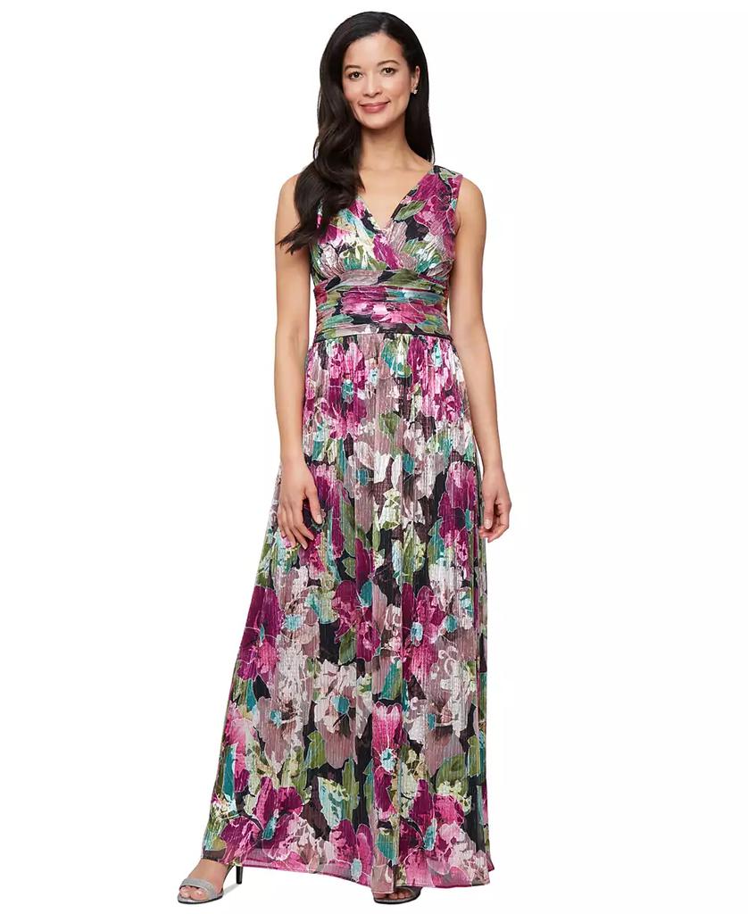 SL Fashions Petite Foil Printed Surplice Dress