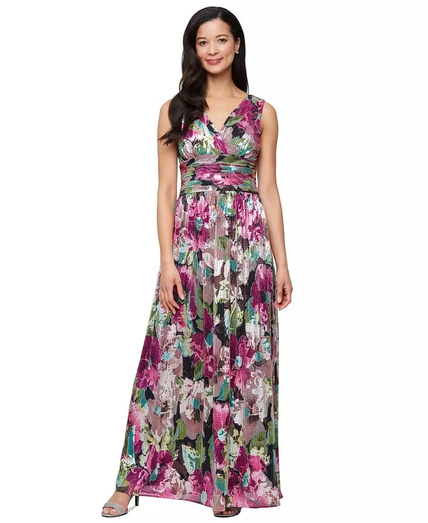 SL Fashions Petite Foil Printed Surplice Dress 1