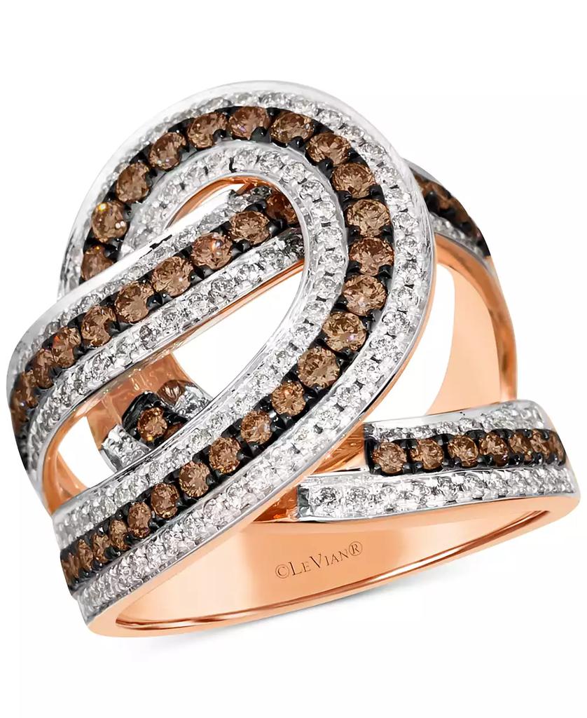 Le Vian Chocolatier® Chocolate Diamond & Vanilla Diamonds Interlocking Swirl Ring (1-1/2 ct. t.w.) in 14k Rose Gold