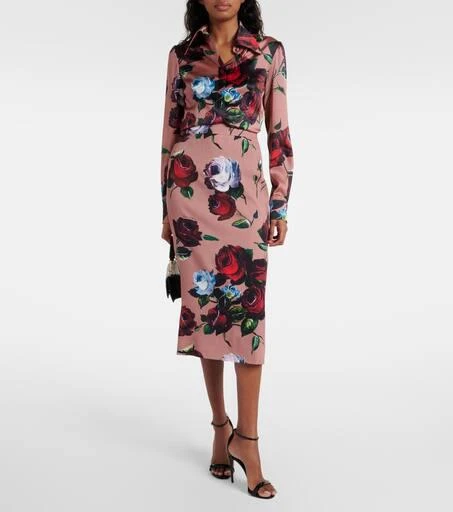 Dolce 
Gabbana Floral silk-blend charmeuse midi skirt 2