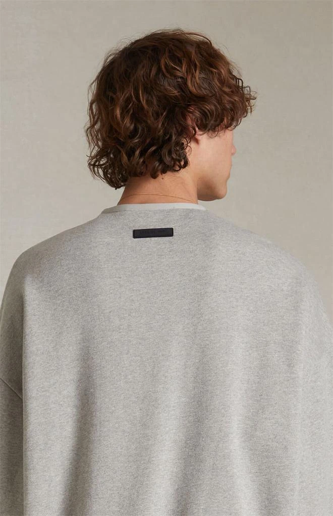 Essentials Dark Heather Oatmeal Crew Neck Sweatshirt 4