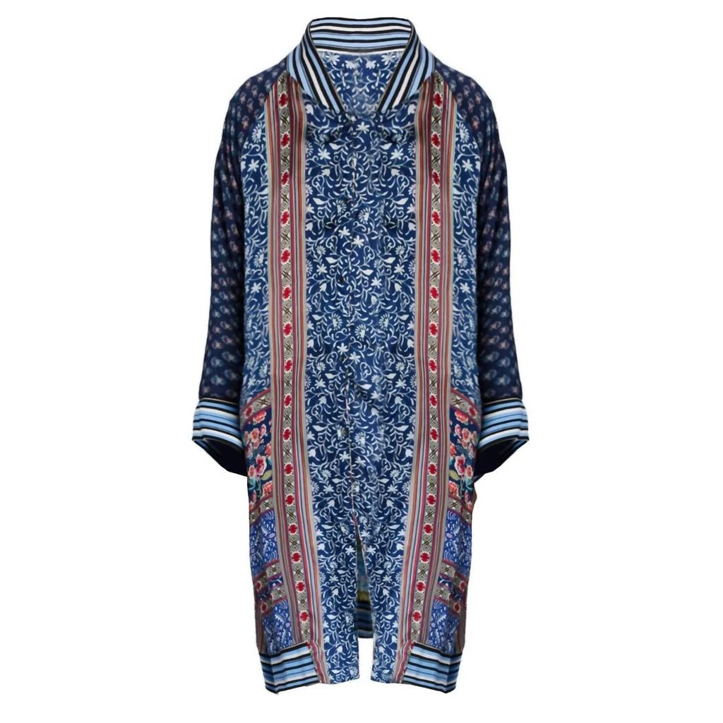 Johnny Was Reversible Long Fiori Silk Twill Kimono Coat In Multi 2