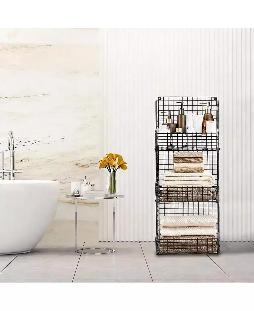 YIGII 3-Pack Stackable Wire Baskets for Kitchen, Closet, Pantry 4