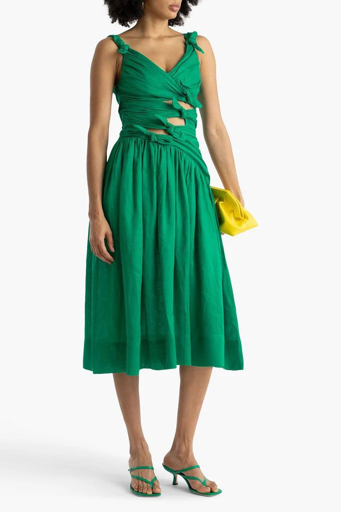 Zimmermann Cutout knotted linen midi dress 2