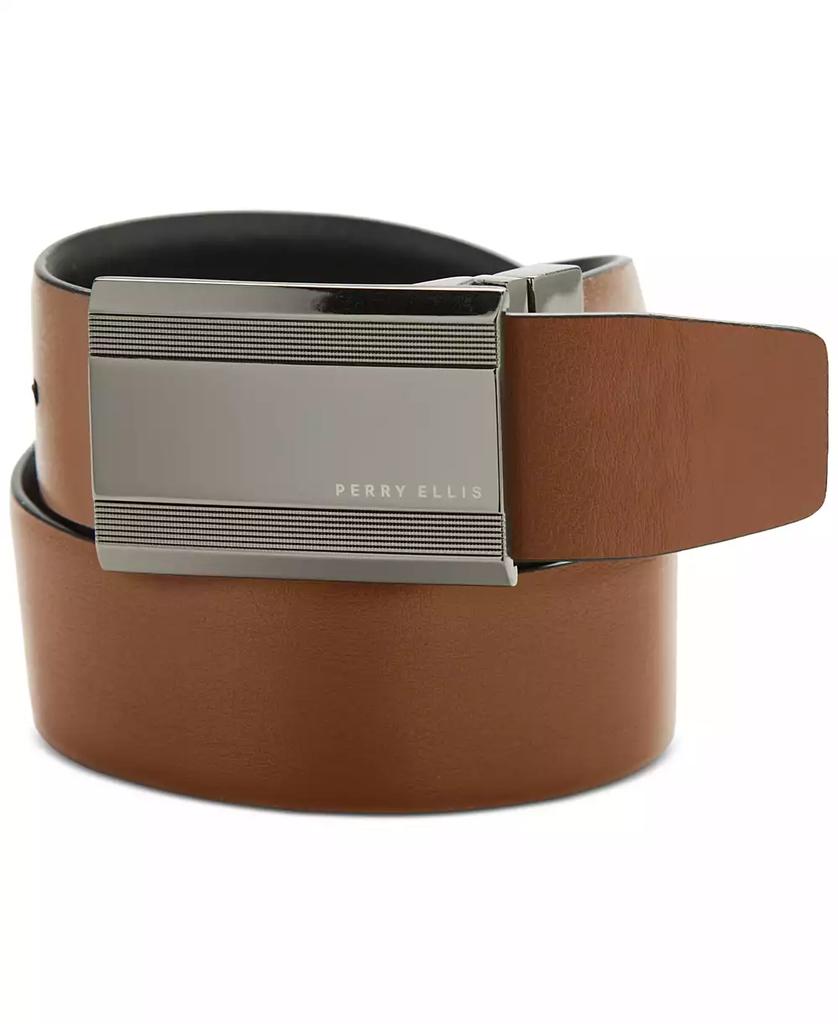 Perry Ellis Men's Black Logo-Buckle Belt