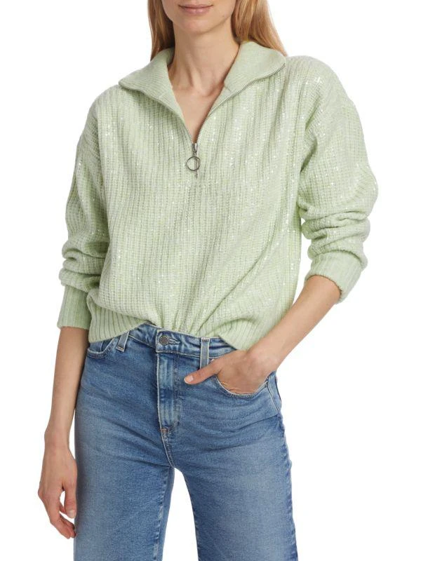 Design History Sequin-Embroidered Quarter-Zip Sweater 1