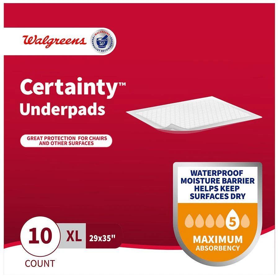 Walgreens Certainty Underpads for Incontinence, Day & Night Protection, Maximum Absorbency Extra Large 2
