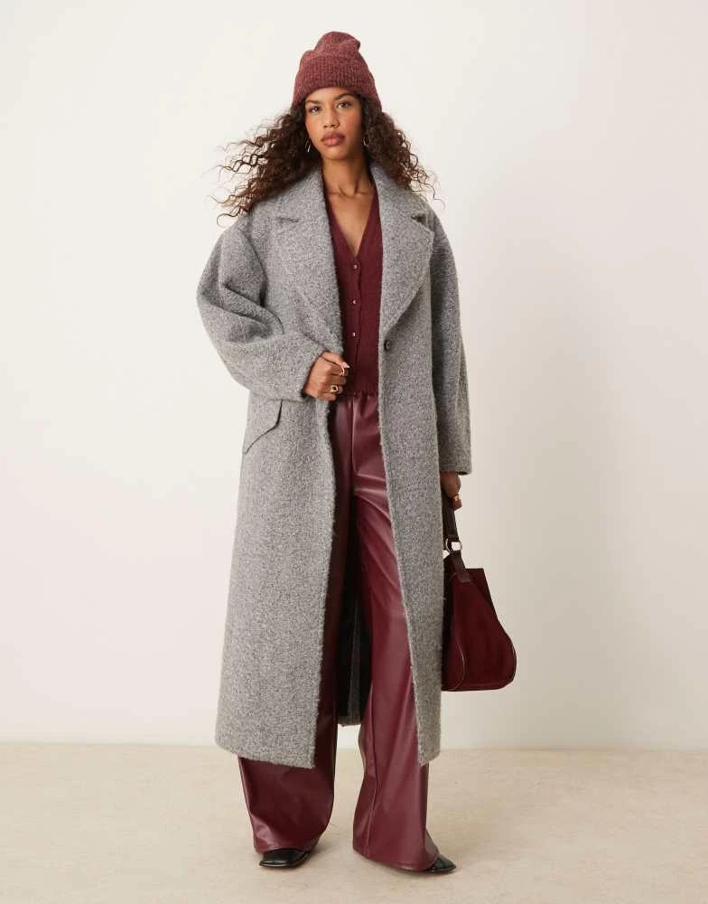 ASOS ASOS DESIGN chuck on cosy boucle coat in grey 1