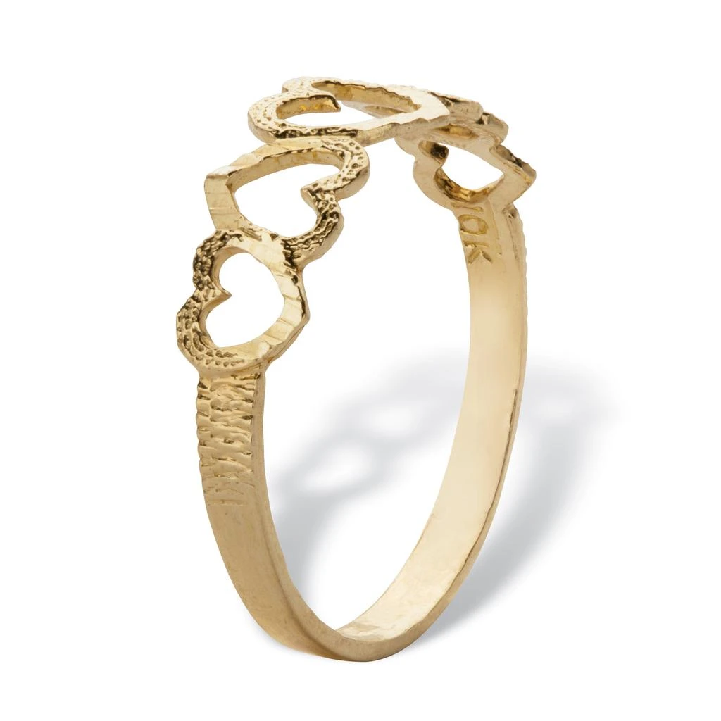 Palm Beach Jewelry Textured Solid 10k Yellow Gold Cutout Heart-Link Ring 2