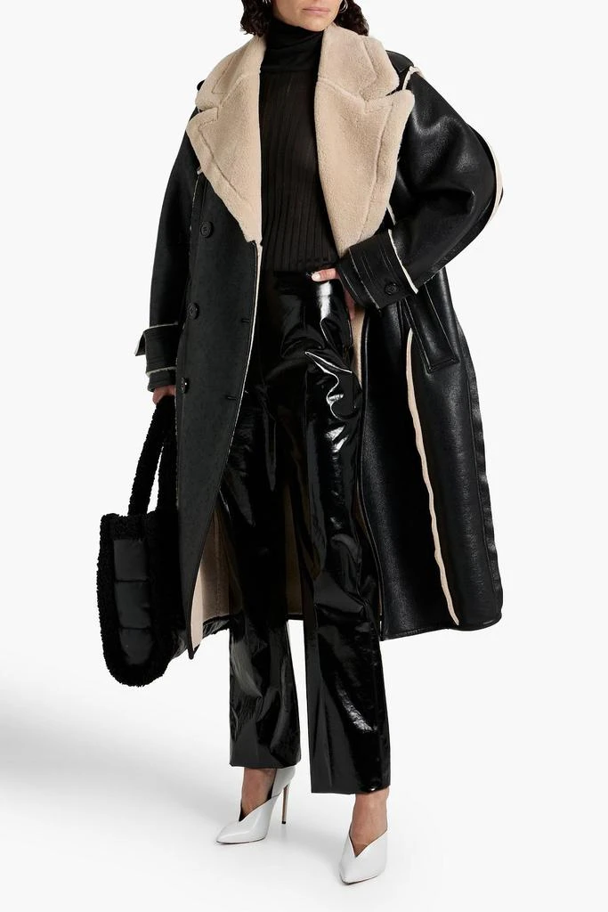STAND STUDIO Frankie double-breasted faux shearling coat 2