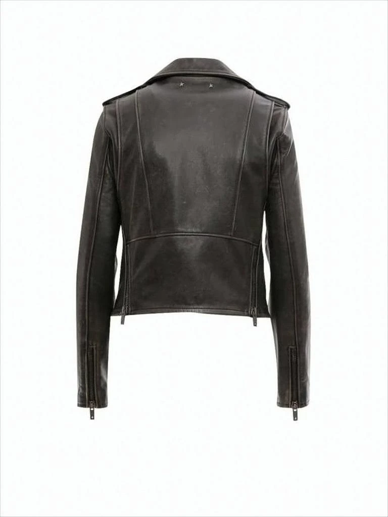 Golden Goose Cropped Black Biker Jacket with Zipper 2
