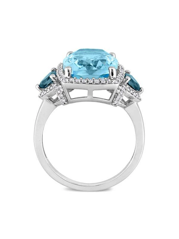 Saks Fifth Avenue 14K White Gold, Topaz 
0.304 TCW Diamond Halo Ring 2