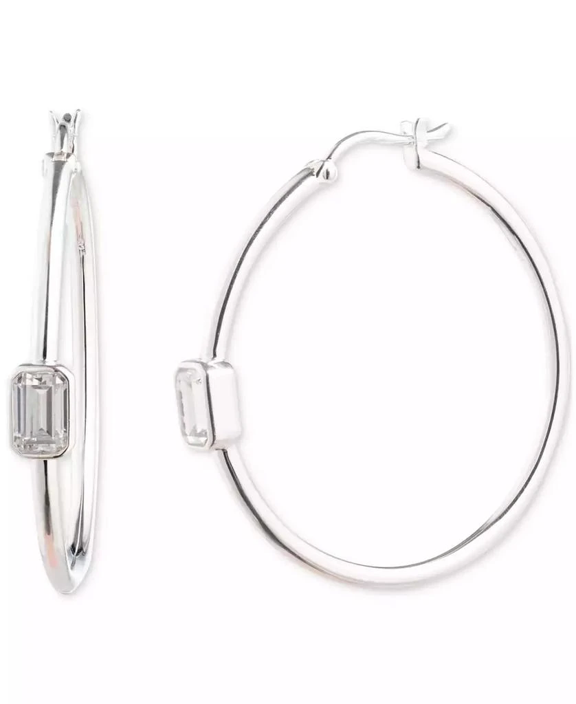 Ralph Lauren Cubic Zirconia Polished Medium Hoop Earrings in Sterling Silver, 1.52"