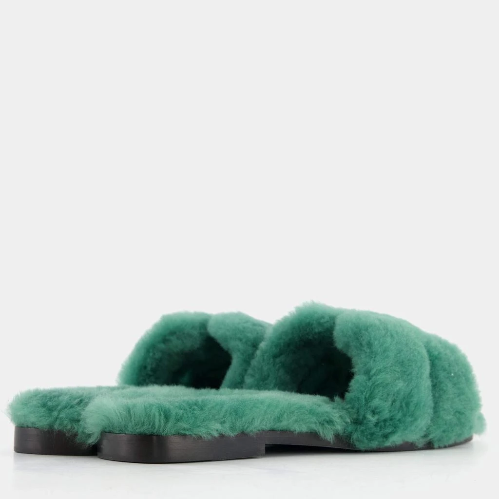 Hermes Hermes Vert Anglais Shearling Oran Sandals Size EU 37.5 4