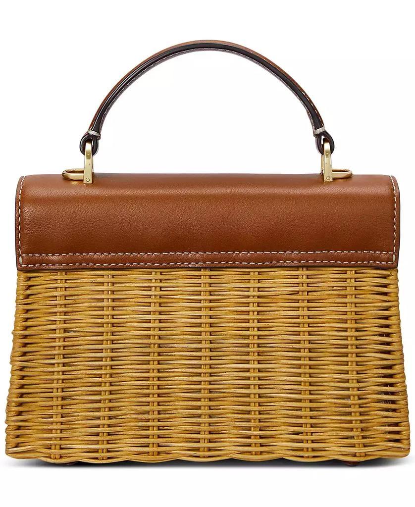 Ralph Lauren Farrah Rattan and Leather Small Satchel 7