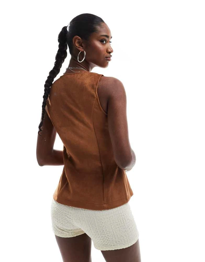 New Look New Look suedette waistcoat in brown 3