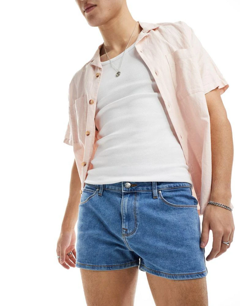 ASOS ASOS DESIGN extreme skinny shorts in light wash blue 4