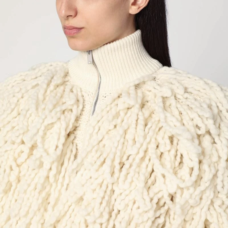 Stella McCartney White wool bomber jacket with fringes 4