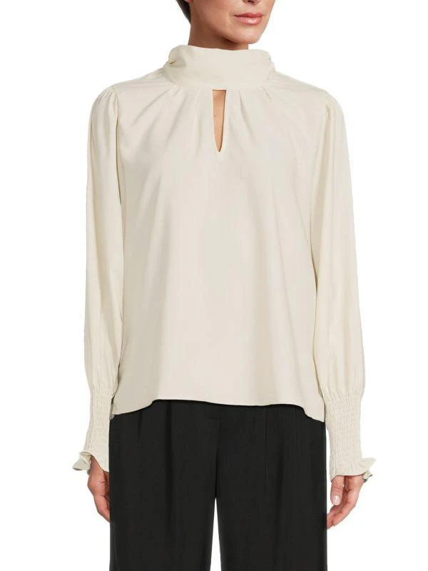 French Connection Highneck Keyhole Crepe Top 1