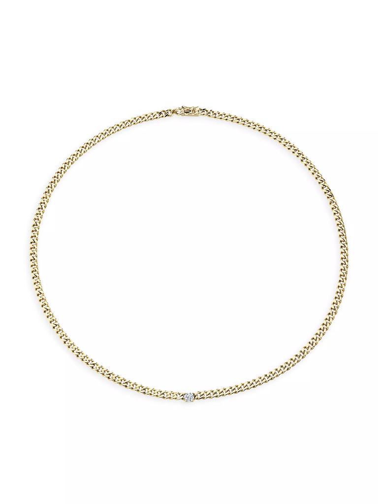 Anita Ko 18K Yellow Gold & Diamond Center Plain Cuban-Link Necklace