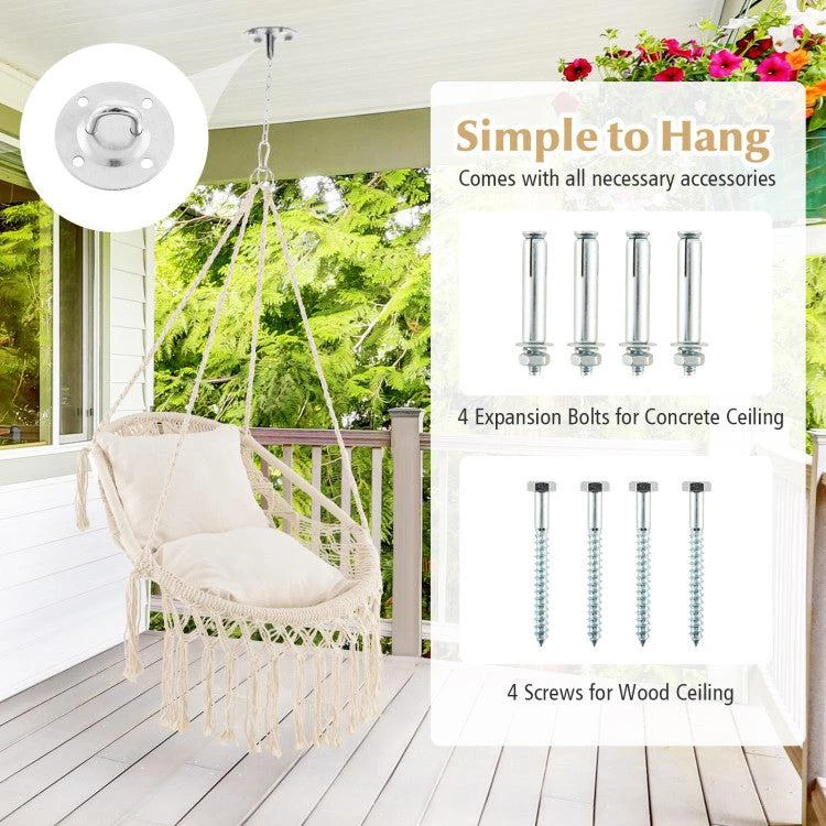 Hivvago Hanging Hammock Chair With Soft Seat Cushions And Sturdy Rope Chain 6