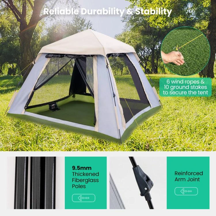 Hivvago 2-4 Person Instant Pop-up Camping Tent with Removable Rainfly 5