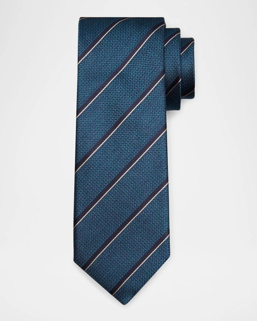 Canali Men's Textured Multi-Stripe Silk Jacquard Tie 1