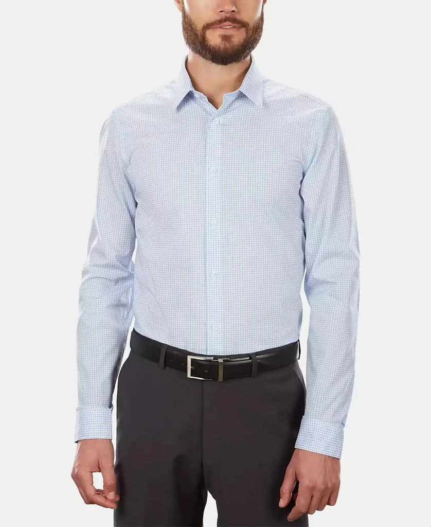 Calvin Klein Men's Slim-Fit Non-Iron Performance Stretch Blue Check Dress Shirt 2