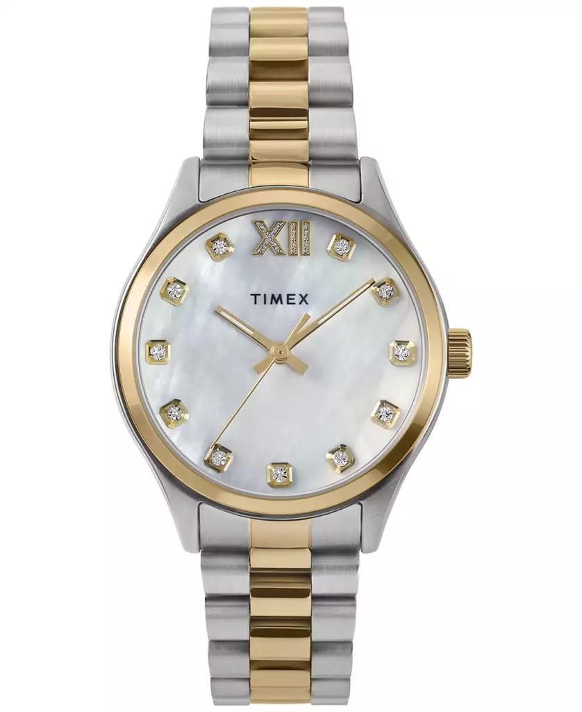 Timex Women's Analog Two-Tone Stainless Steel Watch, 34mm