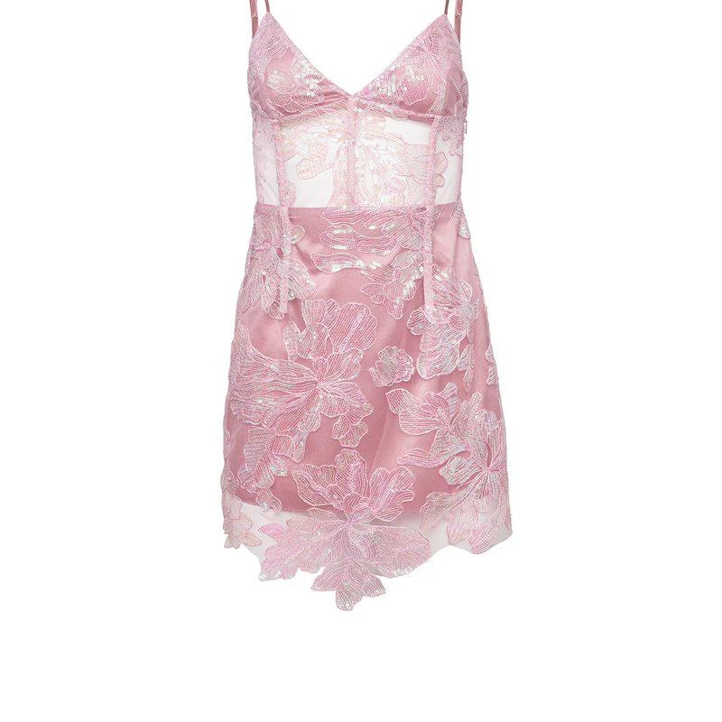 Fleur du Mal Sequin Floral Embroidered Mini Dress 1