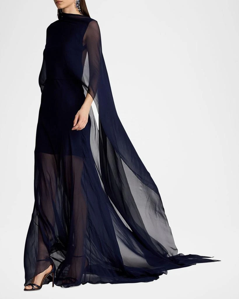 Ralph Lauren Dylon Washed Chiffon Scarf Evening Dress 4