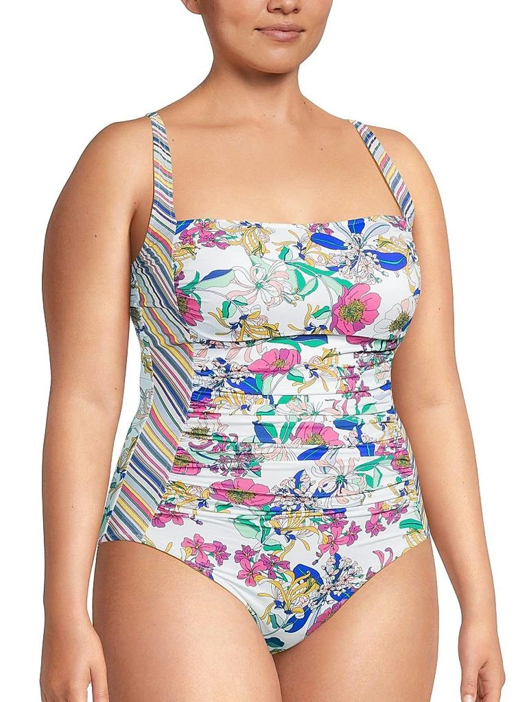 Johnny Was Ruched Floral One-Piece Swimsuit 4