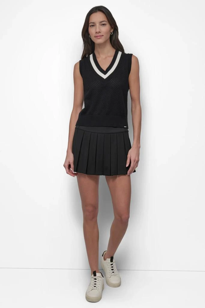 DKNY STRIPED MESH POINTELLE SWEATER VEST 7