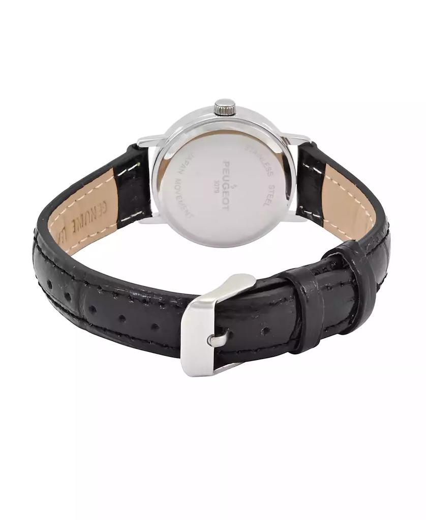 Peugeot Womens Small Face Easy Read Minimalist Brown Leather Strap Watch