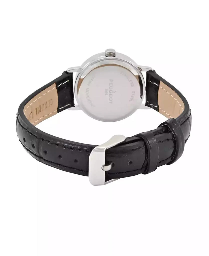 Peugeot Womens Small Face Easy Read Minimalist Brown Leather Strap Watch 2