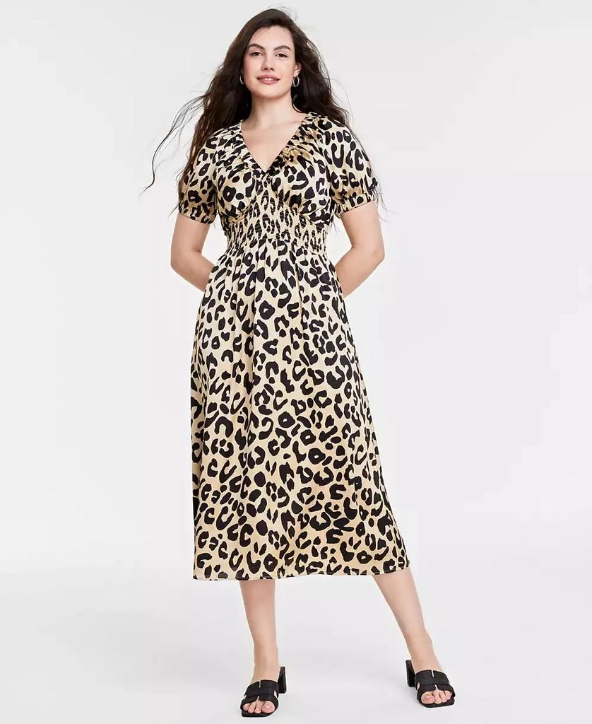 On 34th Women's Leopard-Print V-Neck Midi Dress, Created for Macy's 1