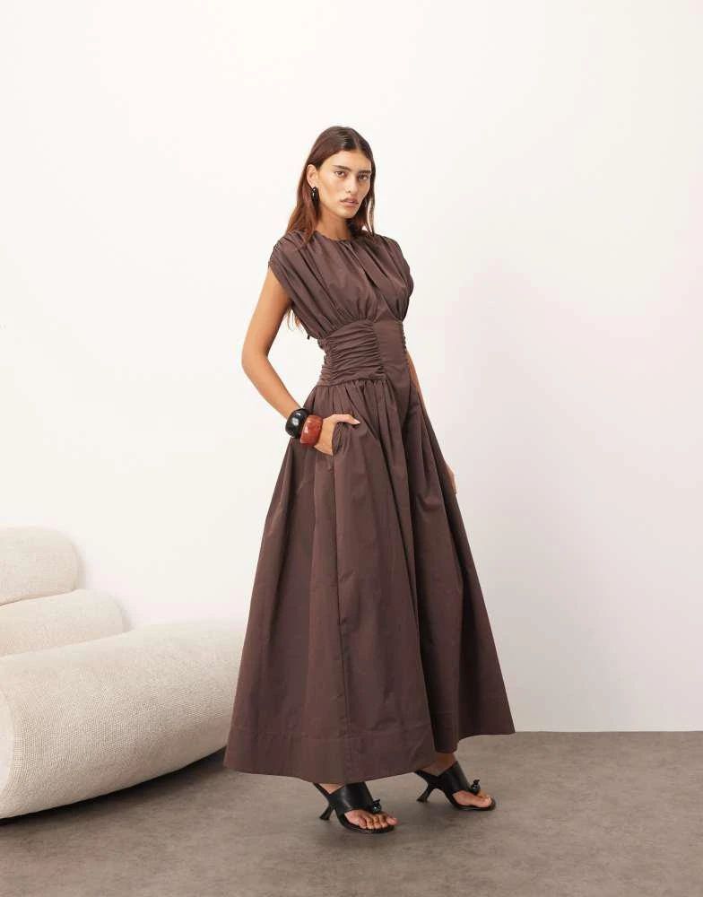 chinese dress ladies Cinch Waist Maxi Dress Medium